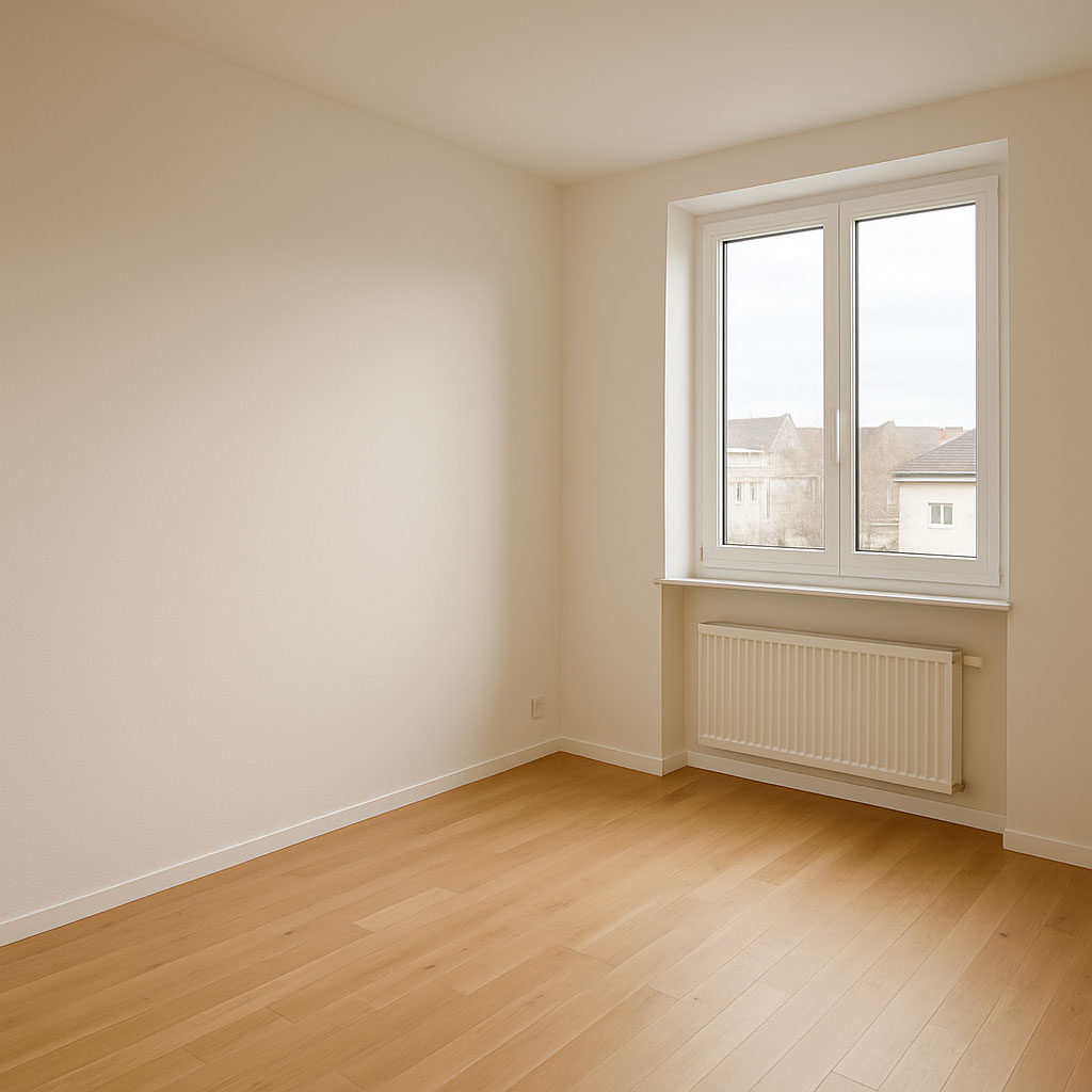 Wohnraum mit glatten Wänden